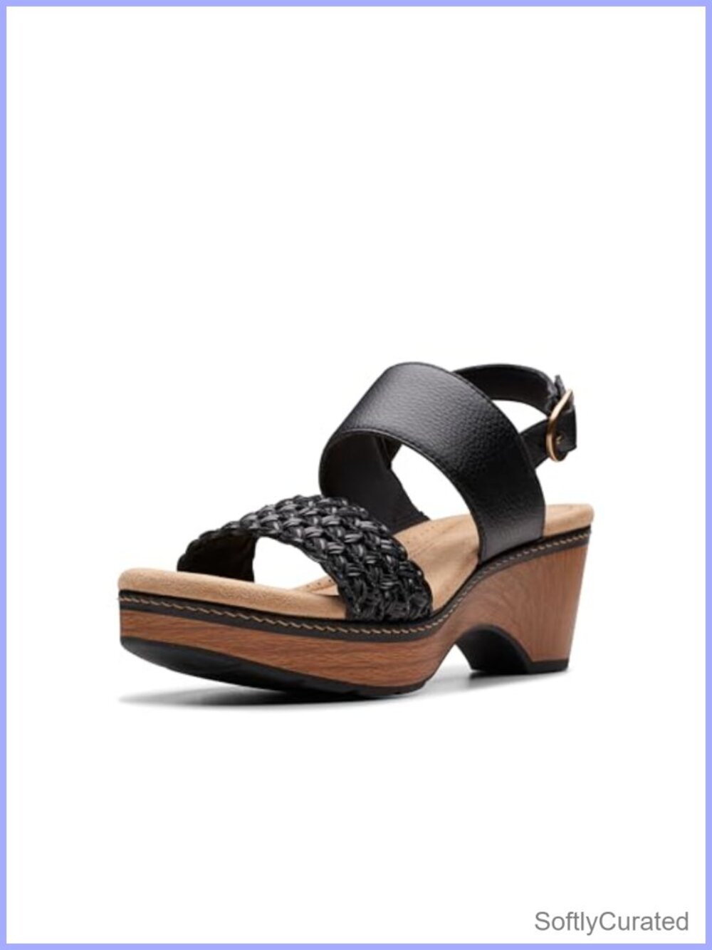Clarks Seannah Step Leather Wedge Sandal with Comfort Footbed